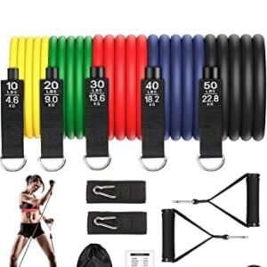Resistance Band for Workout,Resistance Band Set of 11,Resistance Band for Heavy Workout-Resistance Band Foam Handle Door Anchor Pull Ankle Strap