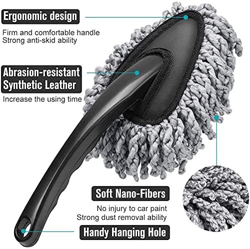 Microfiber Flexible Mini Car Duster - Soft Microfiber Car Dash Duster Brush for Car Cleaning Home Kitchen Computer Cleaning Brush Dusting Tool (Pack of 1, Mini Brush)