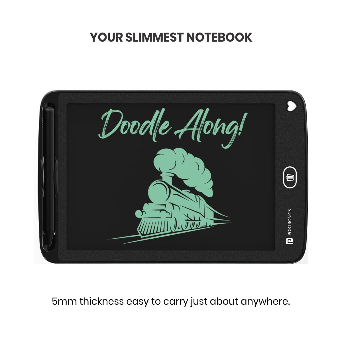 Ruffpad 8.5E Re-Writable LCD Writing Pad with Screen 21.5cm (8.5-inch) for Drawing, Playing, Handwriting Gifts for Kids & Adults, India's first notepad to save and share your child's first creatives via Ruffpad app on your Smartphone(Black) - Image 2