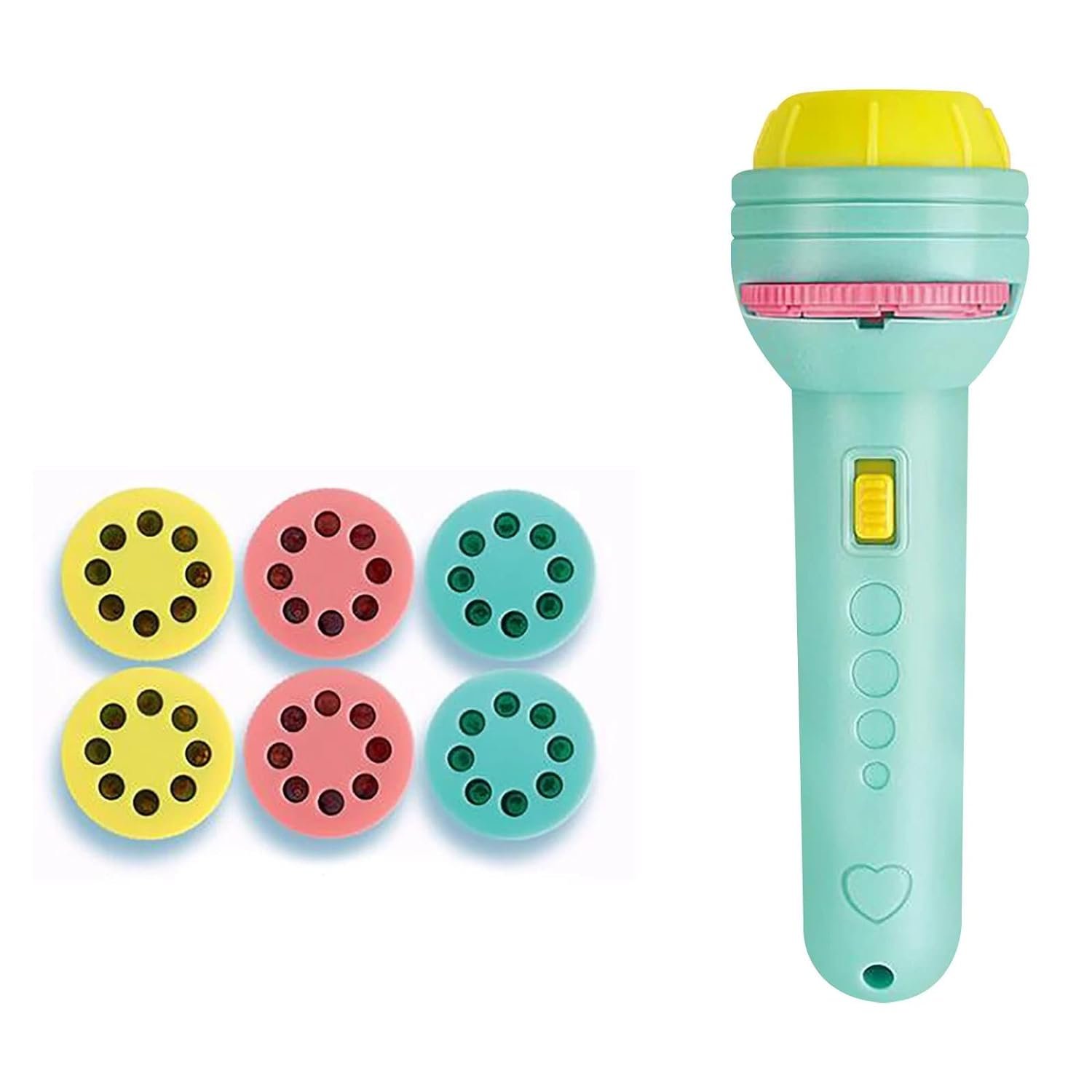 Light Toys for Kids - Projector for Kids, Sleeping Story Toys for Toddlers, Torch Baby Projector [Projection Flashlight 6 Reels 48 Pattern-Space,Animal &Foods] (6 Slides)