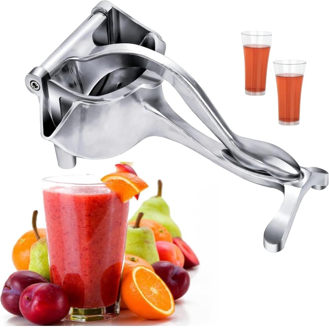 Manual Fruit Juicer - Heavy Duty Hand Press Metal Lime & Orange Juicer | Instant Juice Extraction - Aluminium Handle Juicer Bonus- 2 Free Juice Glasses