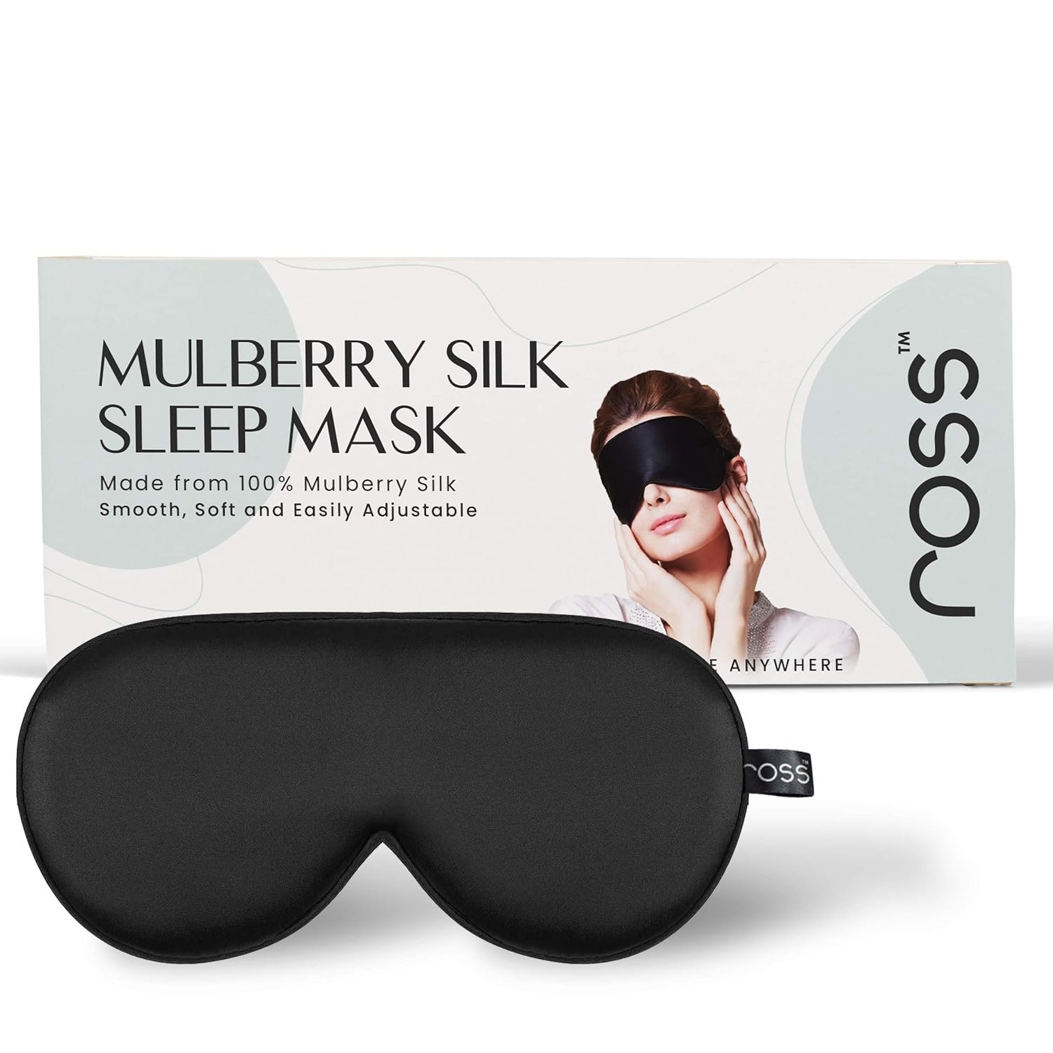100% Mulberry Silk Sleep Mask Eye Mask, Super Smooth for Blind Fold (Black)