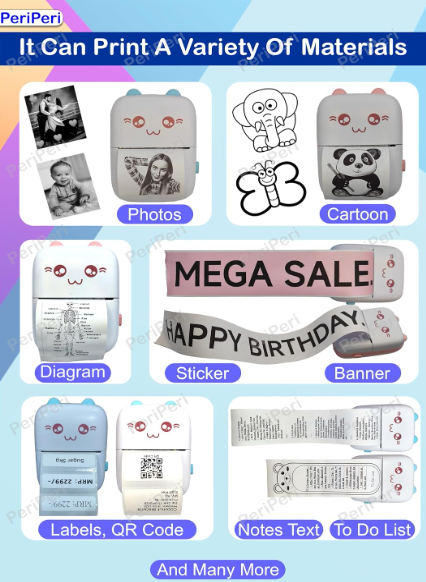 Portable Mini Wireless Thermal Printer with App Control | Inkless Sticker, Label & Photo Printer for Notes, Cards & Bookmarks - Image 7