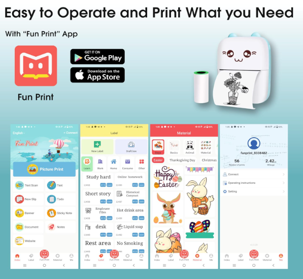 Portable Mini Wireless Thermal Printer with App Control | Inkless Sticker, Label & Photo Printer for Notes, Cards & Bookmarks - Image 3